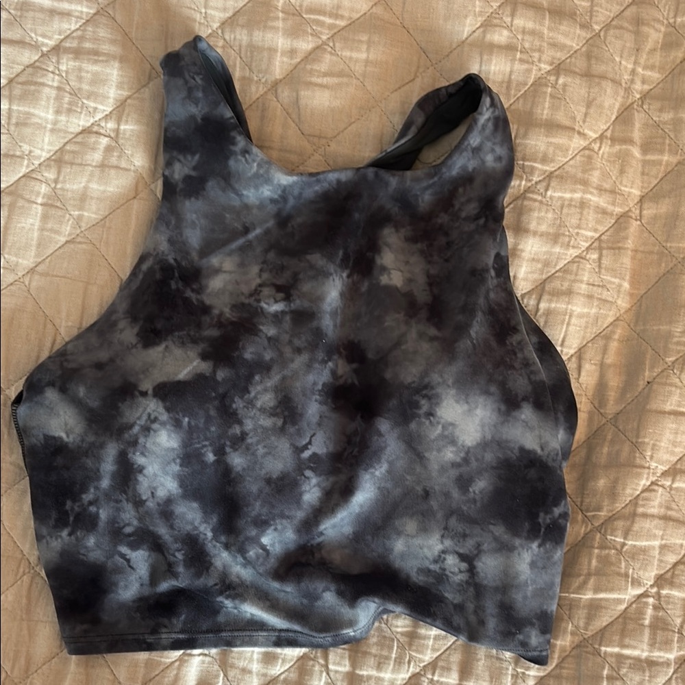 Athleta Black and Gray Fitted Crop Tank Top